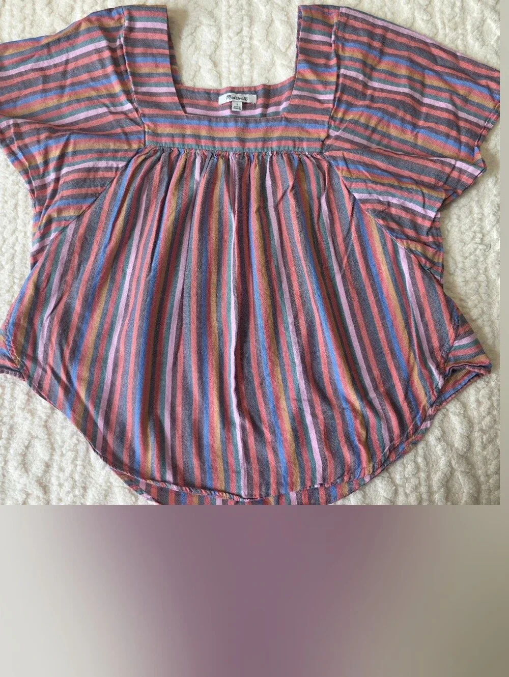 Madewell Striped Square Neck Babydoll Top Size Small